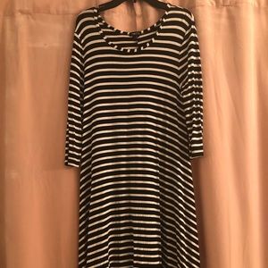 Black and White Striped Stretchy Dress